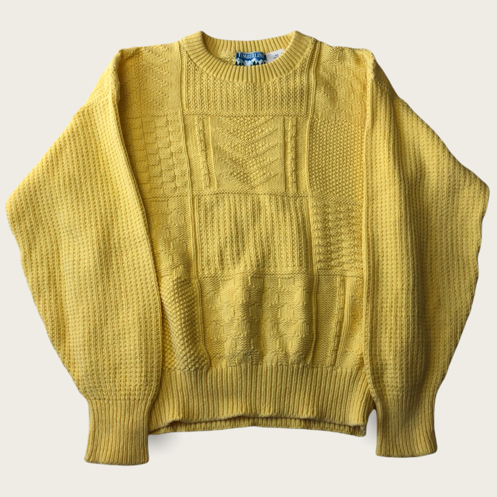 Timberland Yellow Knit Long Sleeve Pullover Sweater Size Medium